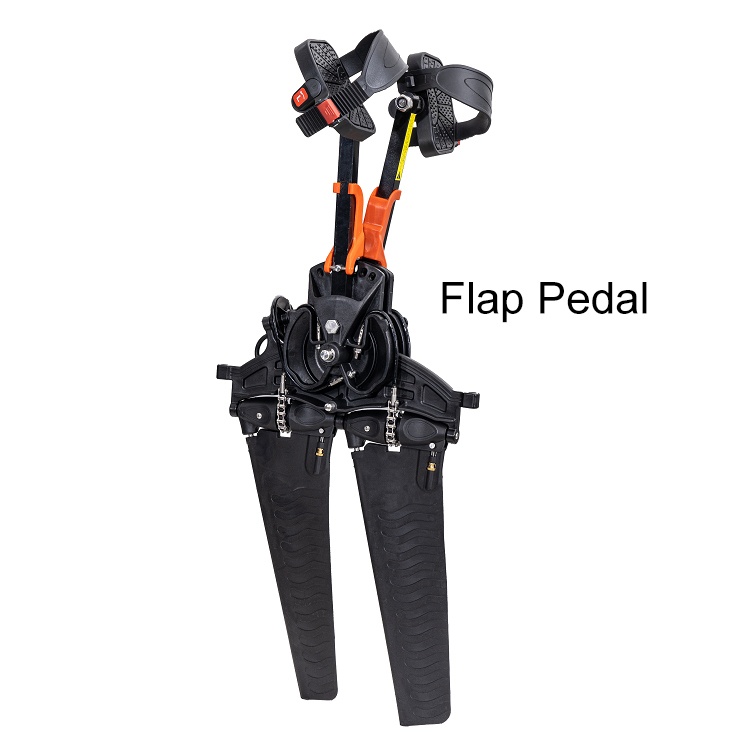 Flipper (flap) pedalų pavara su dviem pelekais