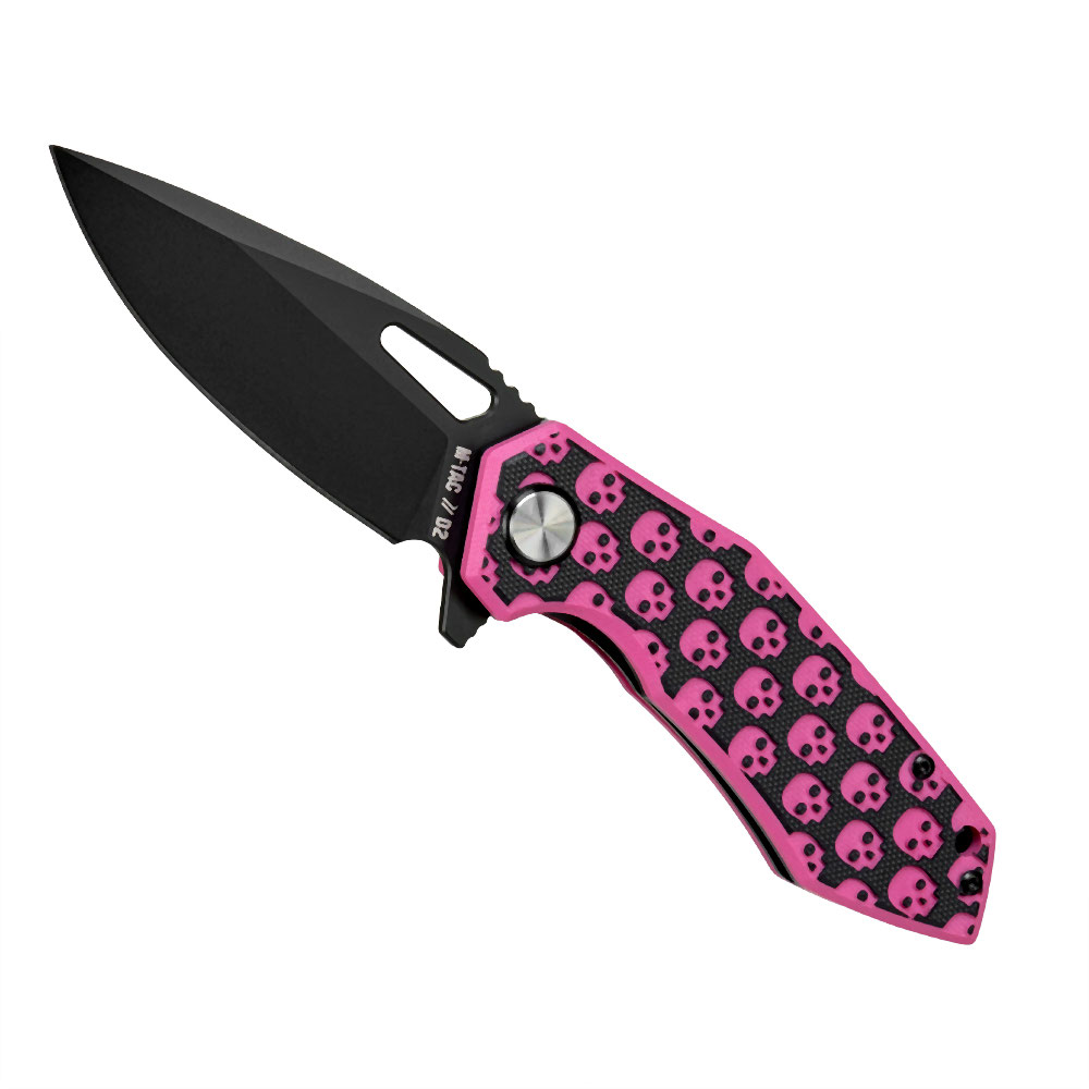 M-TAC Type 12 Skull folding knife, black / pink, 8 cm blade - Image 3