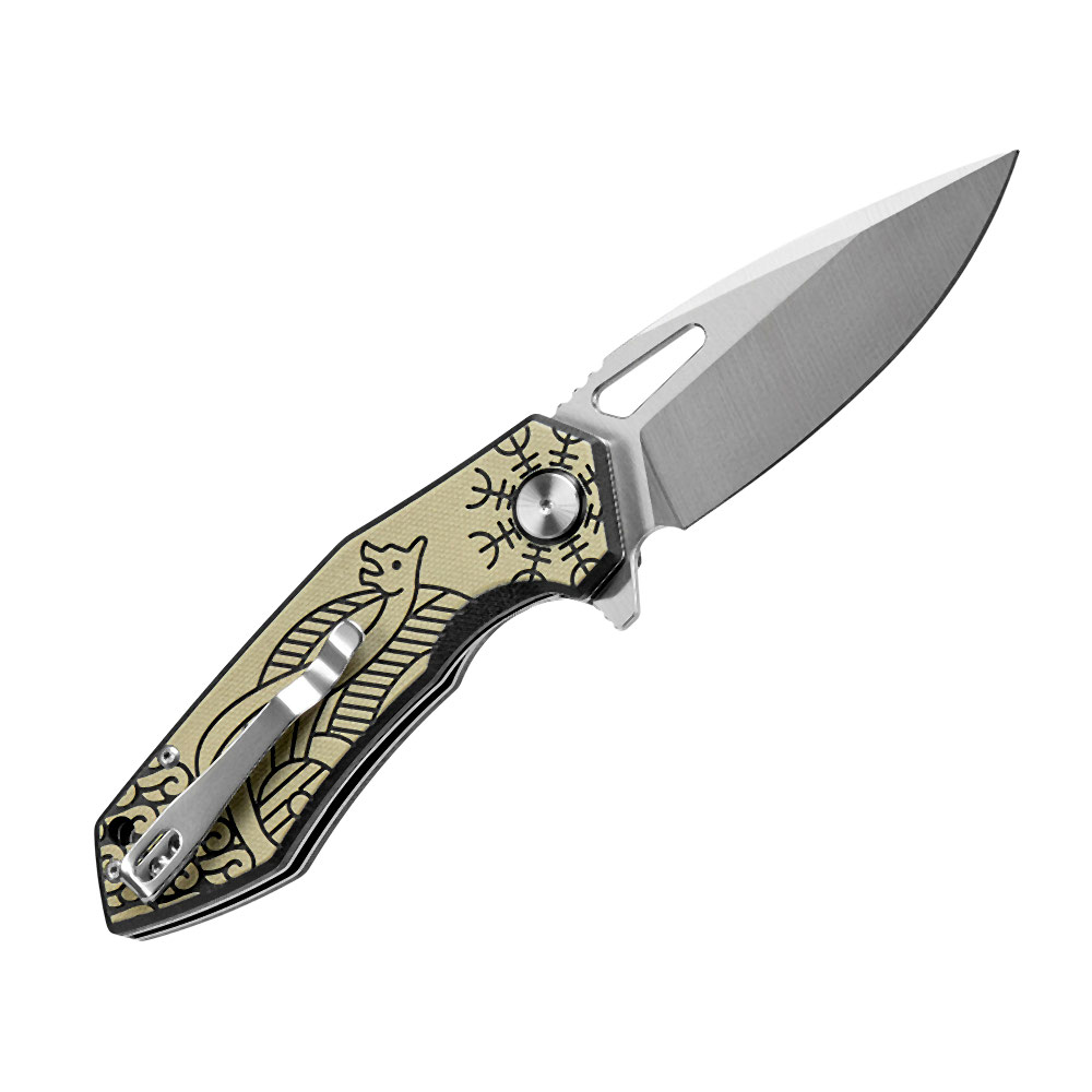 M-TAC Type 12 Scandinavian folding knife, black / sand, 8.5 cm blade - Image 4