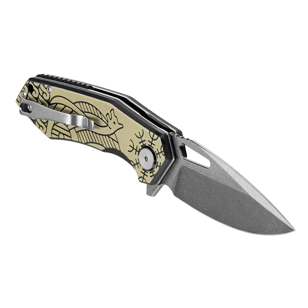 M-TAC Type 12 Scandinavian Stonewash folding knife, black / sand, 8.5 cm blade - Image 6