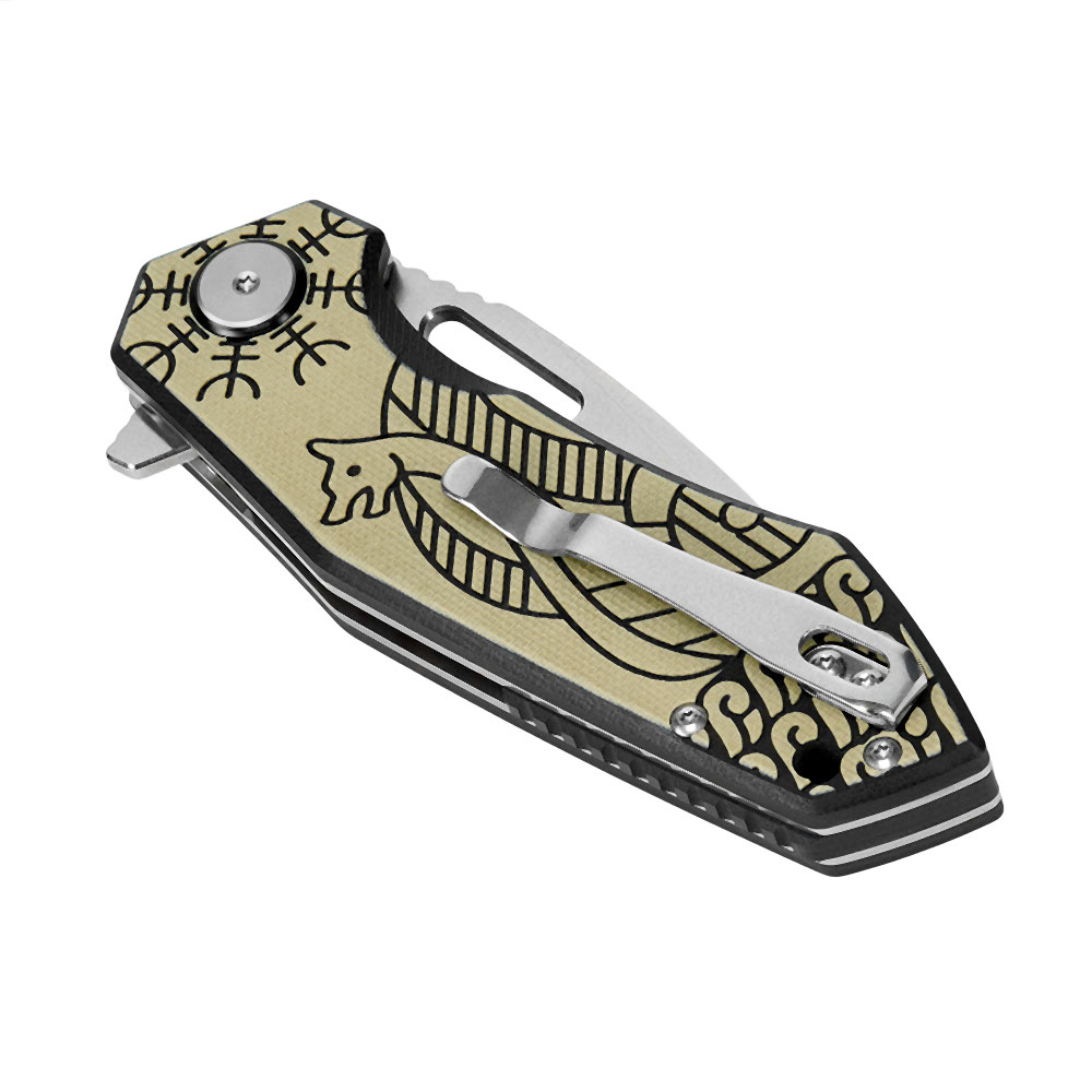 M-TAC Type 12 Scandinavian Stonewash folding knife, black / sand, 8.5 cm blade - Image 7