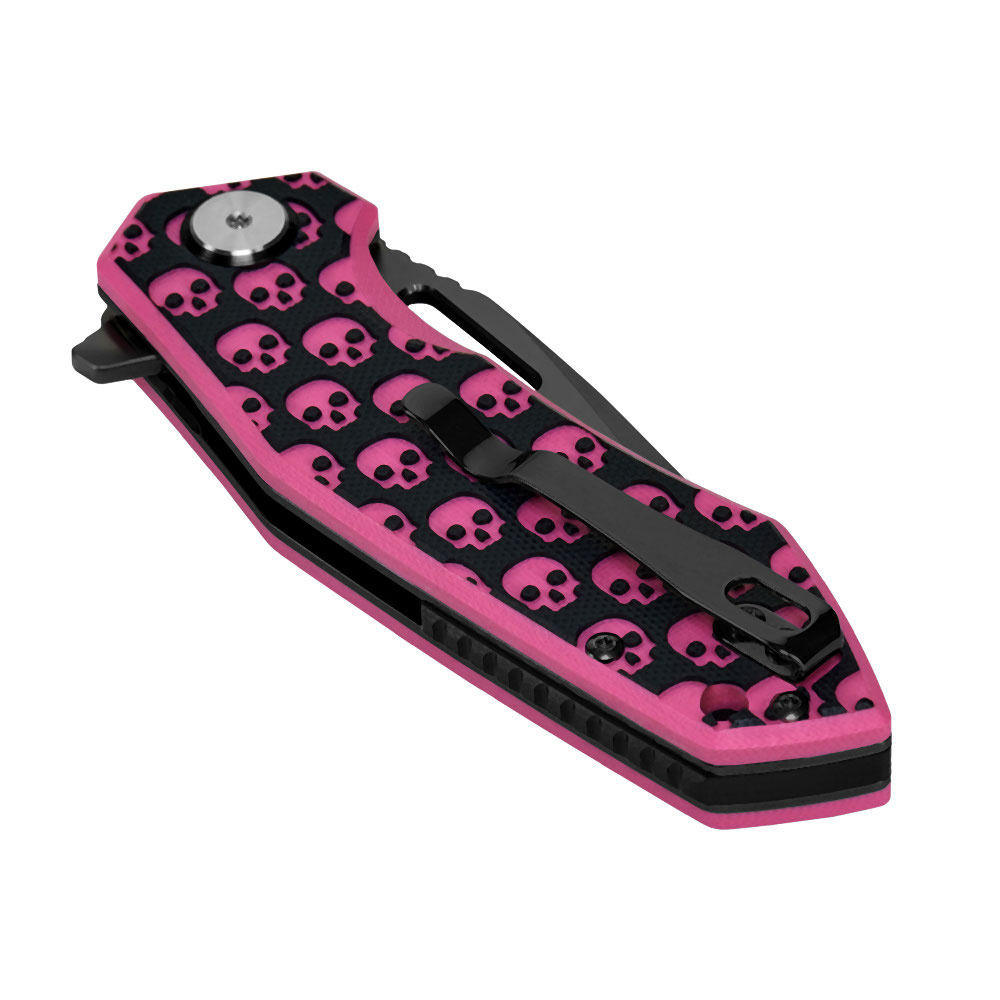 M-TAC Type 12 Skull folding knife, black / pink, 8 cm blade - Image 9